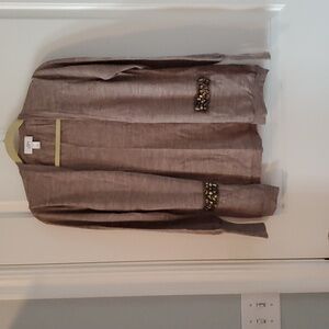 Cardigan Sweater, tan, sz L by Ann Taylor LOFT